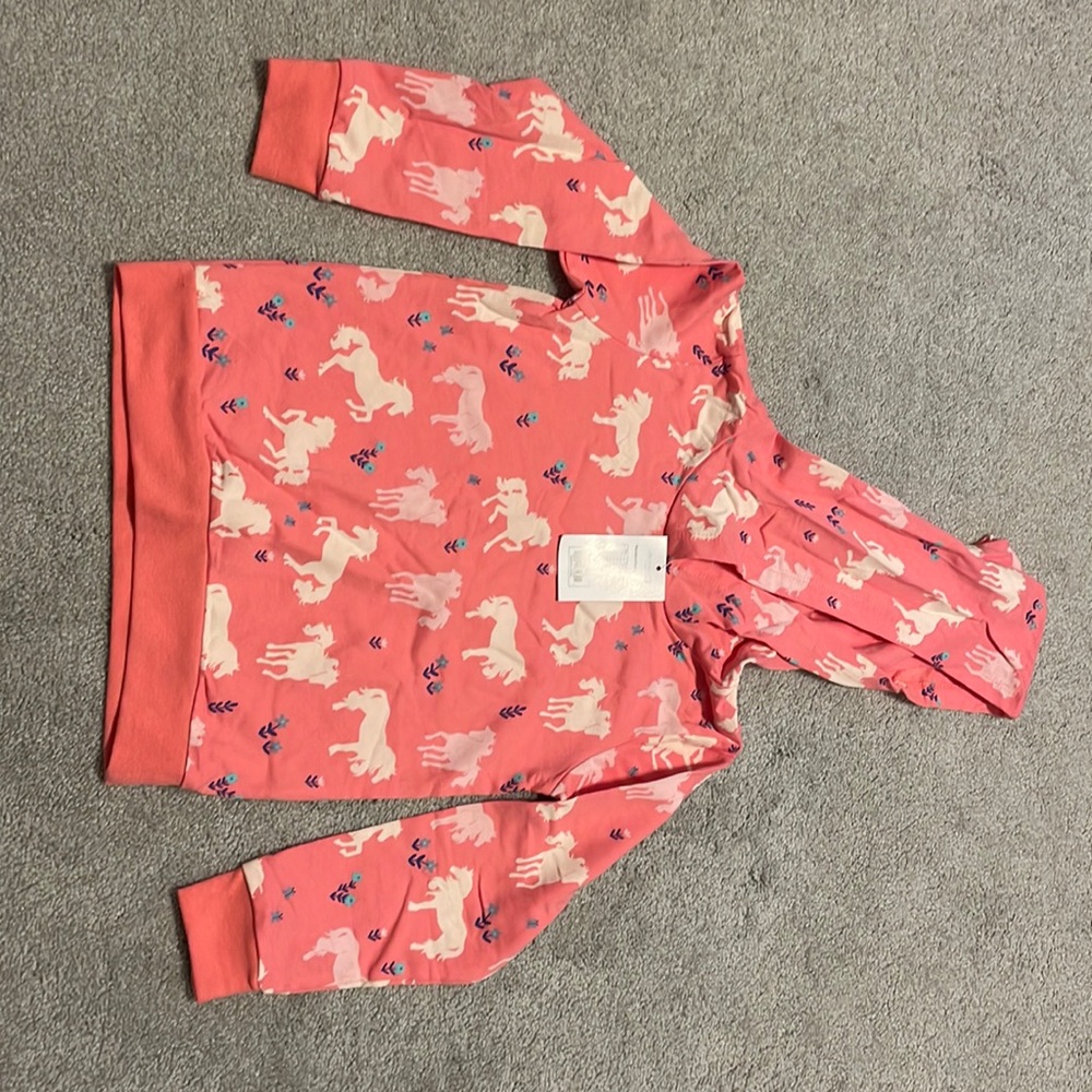 Girl pink hooded sweatshirt with horses NWT